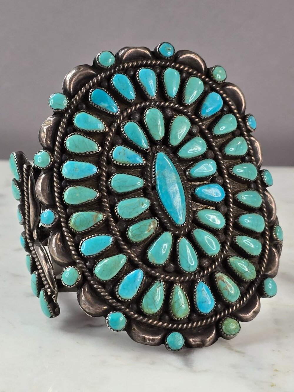 Womens Sterling Silver Southwestern Navajo Turquoise Cuff Bracelet 96.4g E600